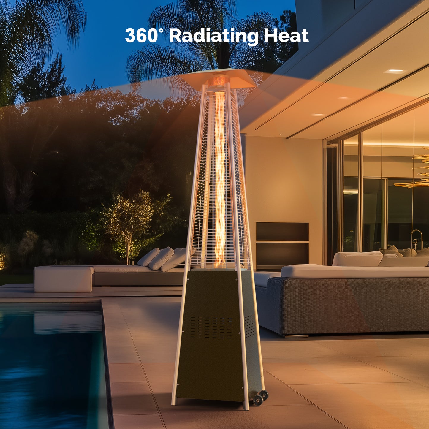 42,000 BTU Pyramid Patio Heater, Outdoor Backyard Gas Heater for Commercial & Residential Use with Tip-Over Safety Valve, Compatible with Standard 20-Lb Tank (Not Included)